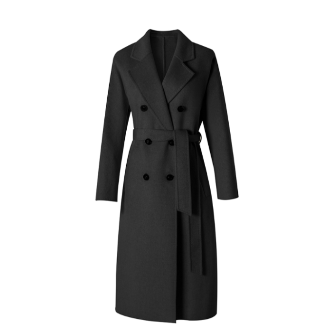 【100%山羊绒】经典纯羊绒801大衣长款 数兰朵双排扣双面羊绒大衣