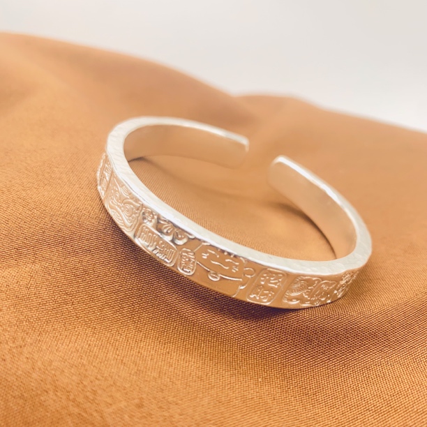 足银手镯 足银手镯 满錾吉言手镯 足银999纯手工 吉语手环