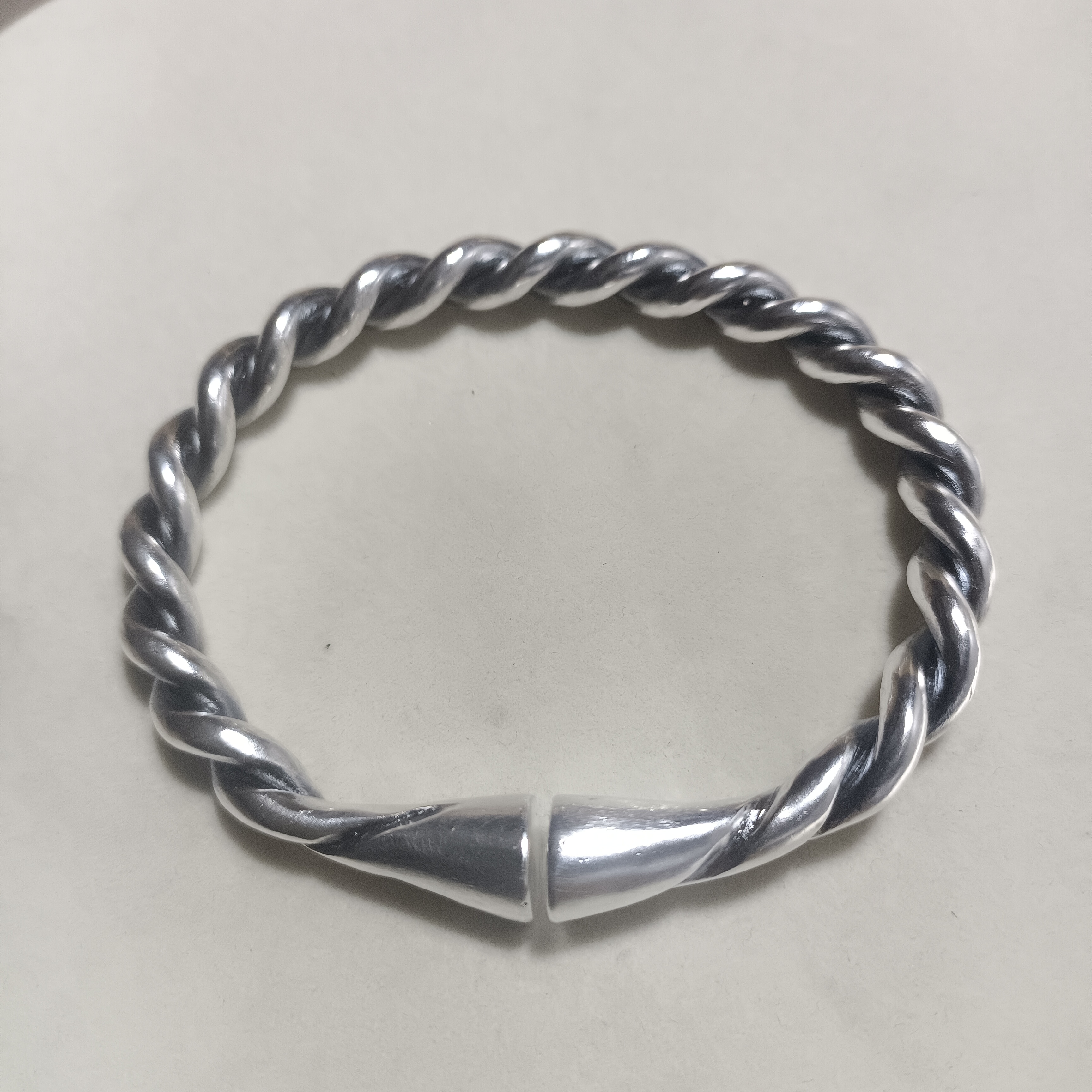 足银手镯 个性古风简约复古经典纯手工情侣纽丝手镯百搭时尚银色