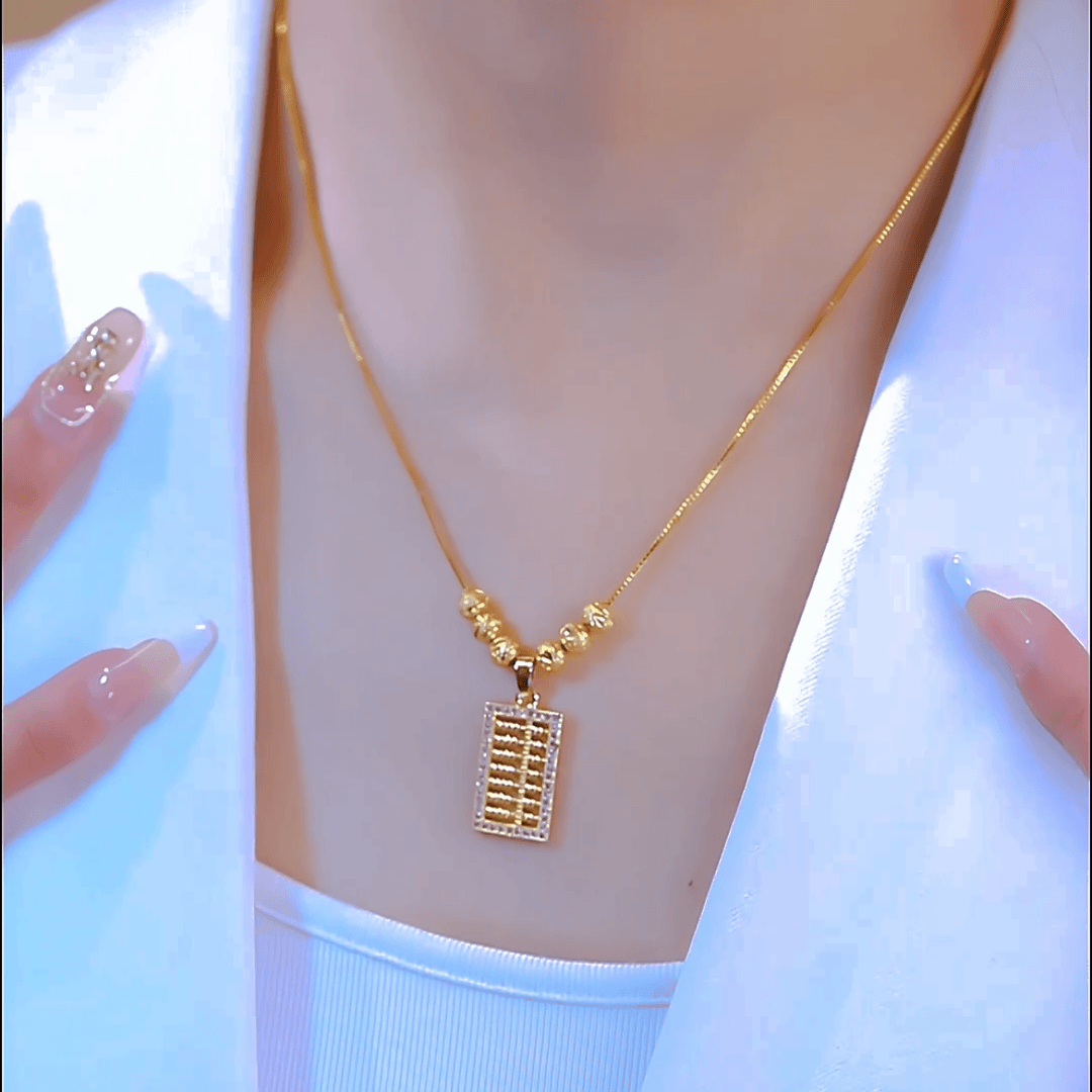 铜合金项链 六福如意算盘简约百搭锁骨链项链女小众设计网红X775