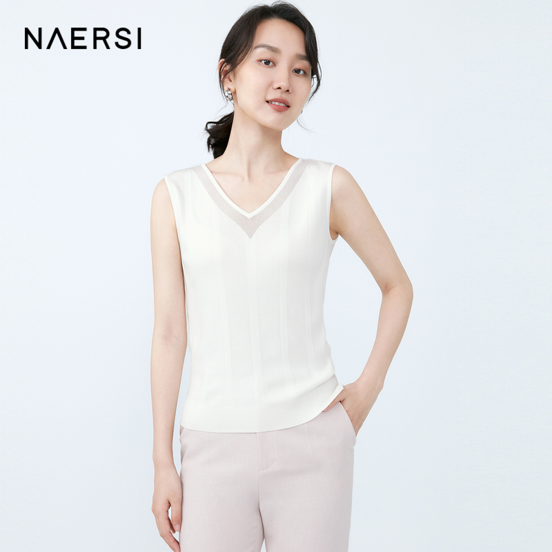 【NAERSI】娜尔思打底时尚百搭时尚优雅轻奢无袖针织背心NG00187V0