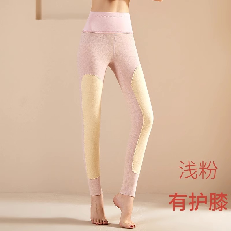 蚕丝羊毛贴片女士秋裤高腰打底紧身保暖裤发热加绒裤冬季保暖裤