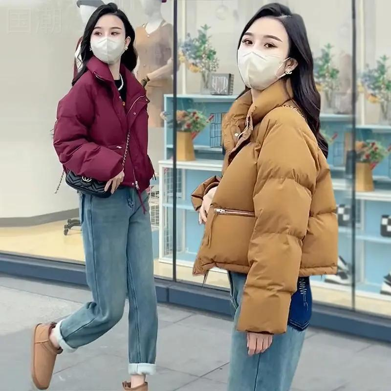 爆款新款冬季韩版羽绒服女短款厚面包服立领矮个子宽松棉衣外百搭