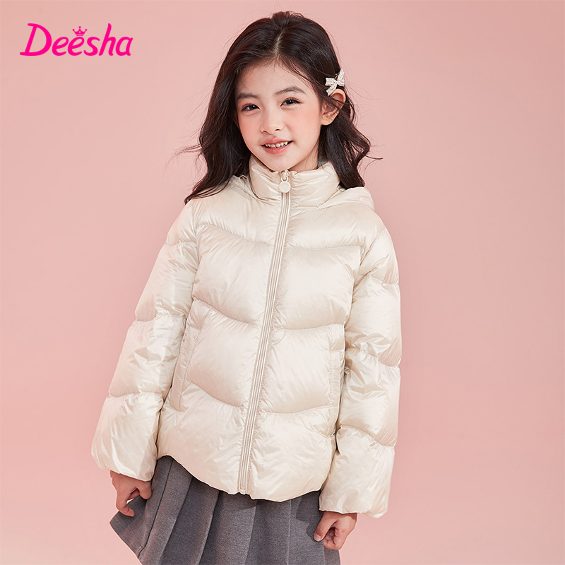DEESHA/笛莎羽绒服女童春秋季新款短款连帽防风舒适立领时尚外套