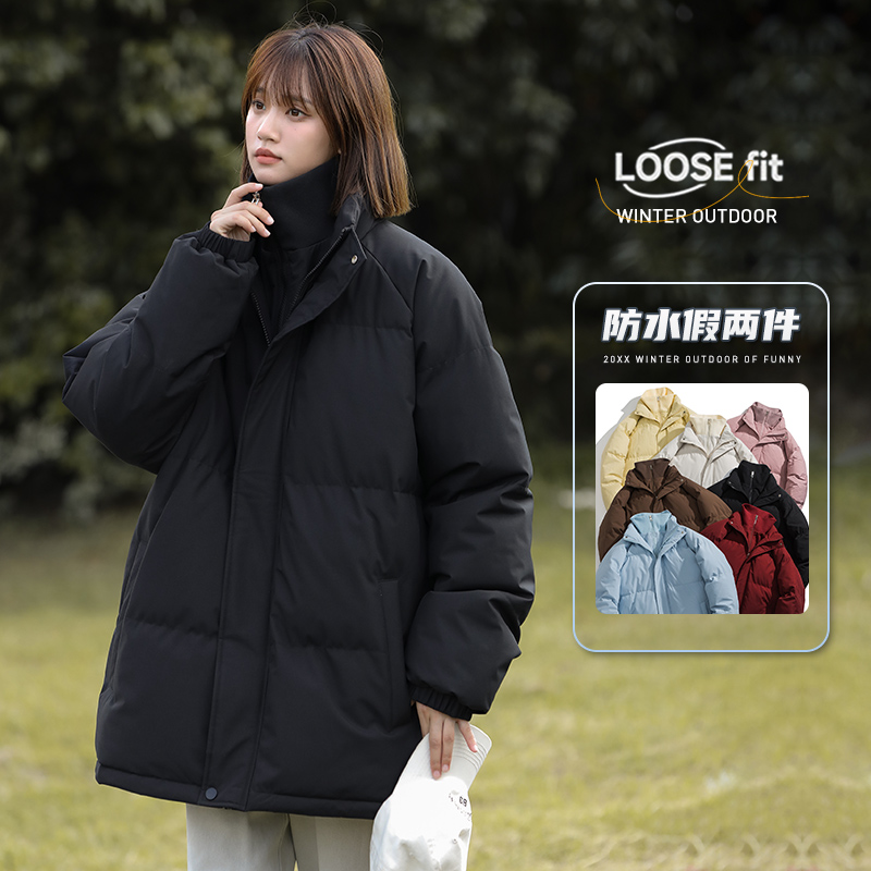 回力棉服男女2025冬季新款加厚假两件运动港风潮牌情侣棉衣外套