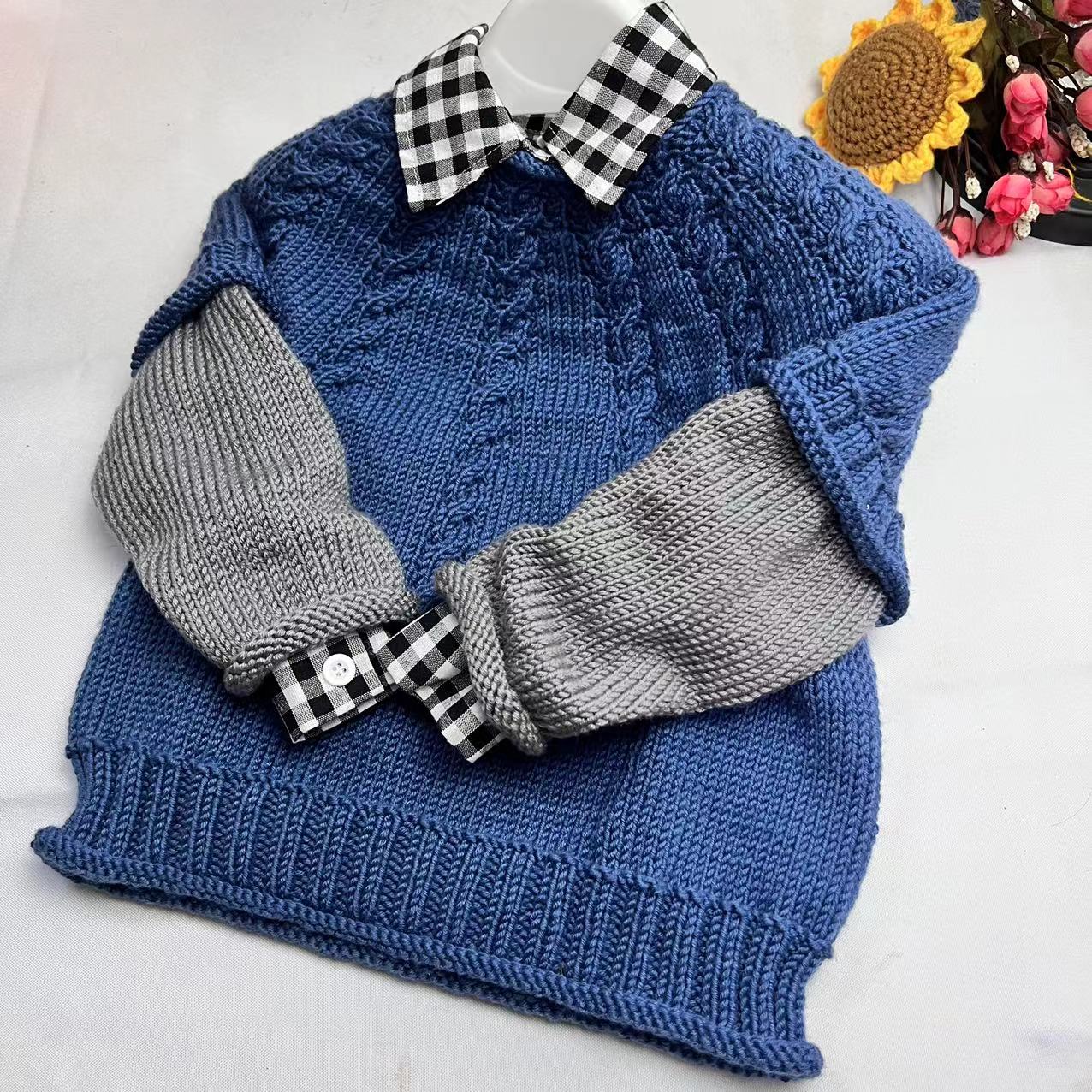 嘻哈风男女宝套头毛衣材料包，秋之韵线，非成品，颜色自选