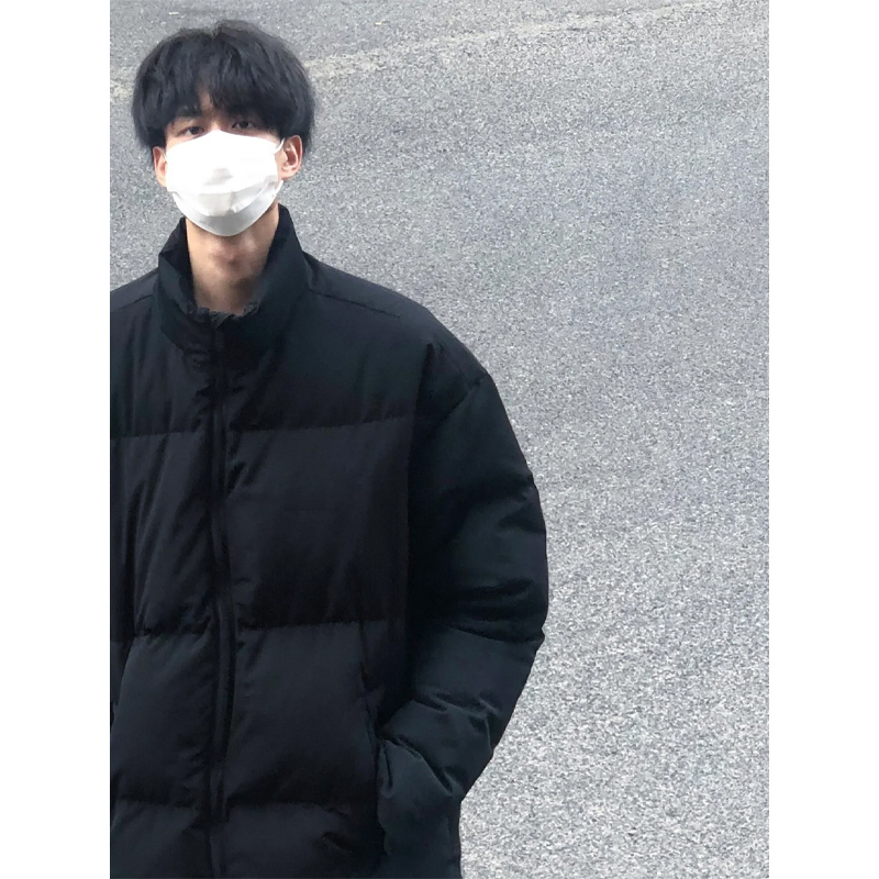 冬季白鸭绒加厚保暖羽绒服外套男美式高街面包服潮牌情侣立领夹克