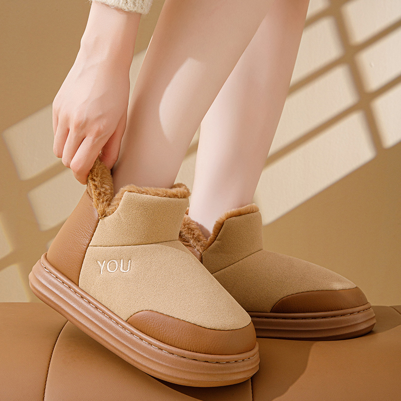 手工棉鞋冬天保暖柔软舒适时尚毛绒加厚尺码棉绒防寒简约防滑轻便