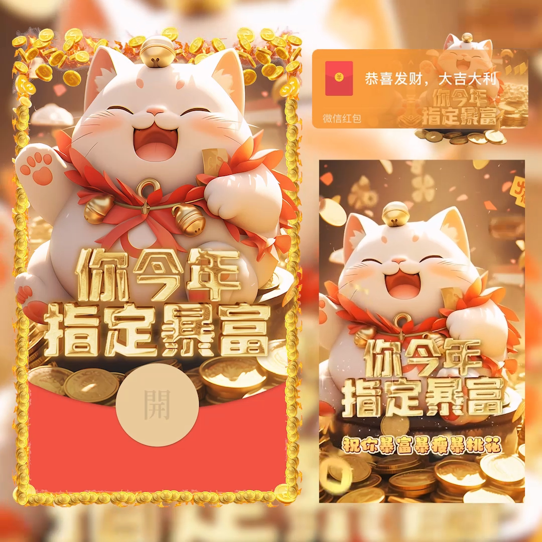 【新款】【新款】2024网红爆款微信飞龙在天新年红包龙年大吉封面服务