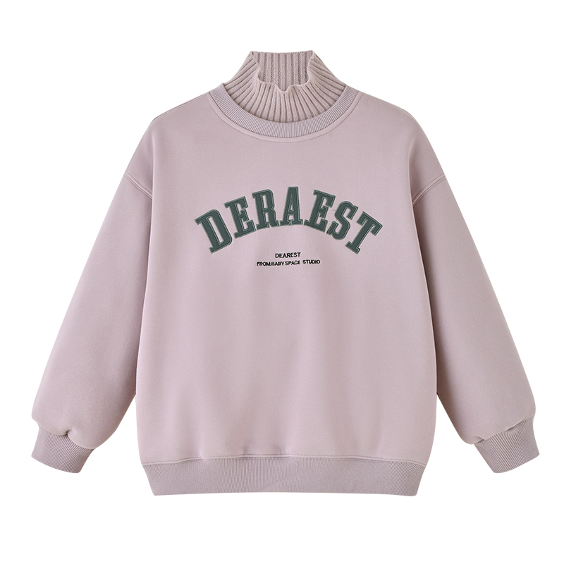 【假两件】西西家女童2024冬新款加绒高领卫衣儿童保暖上衣JX92292