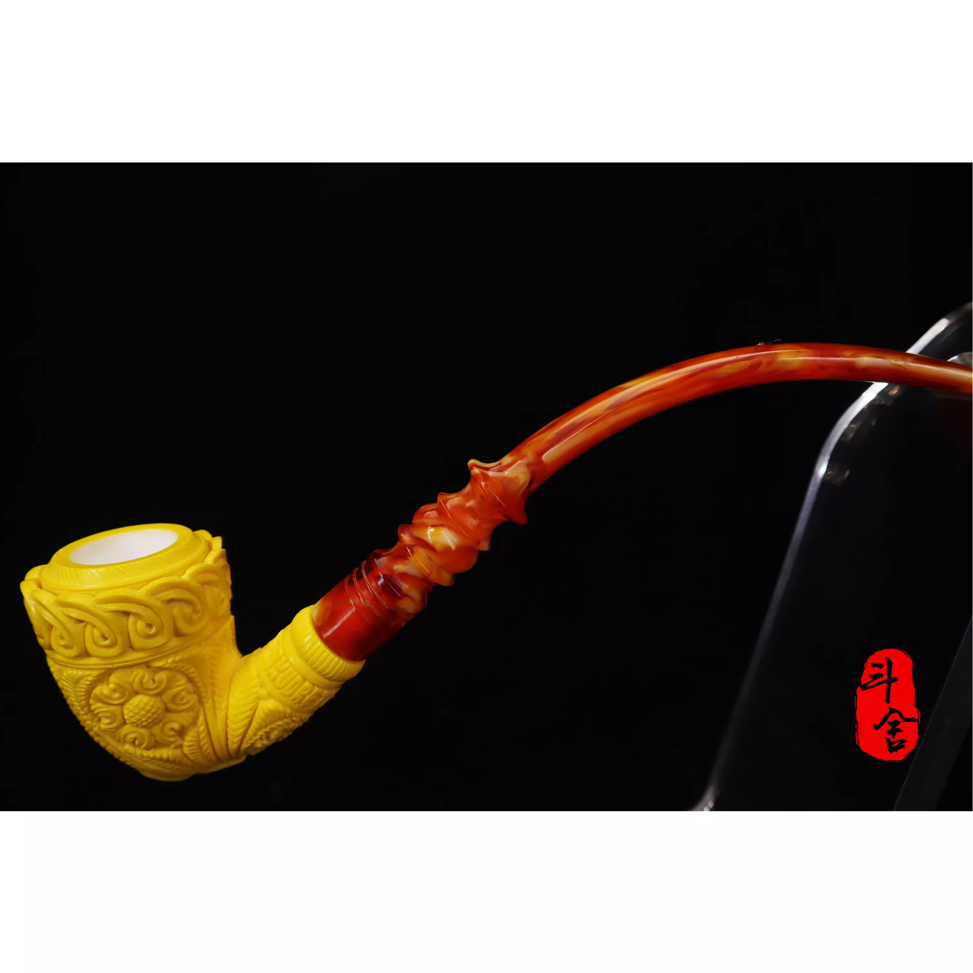 土耳其海泡石大师KUDRET.GEZER花二精雕花篮海泡石烟斗1-14