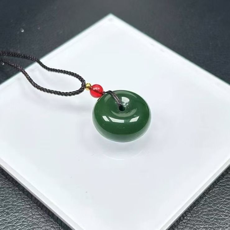 菠菜绿平安扣吊坠-A2078