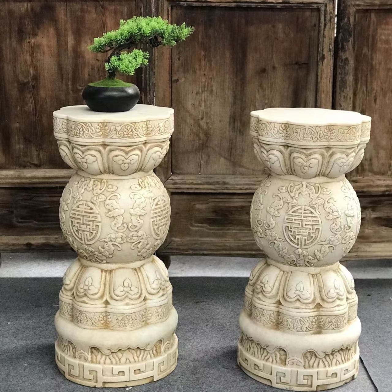 天然石材精雕五福捧寿花几花架室内外石墩底座不含安装及卸货
