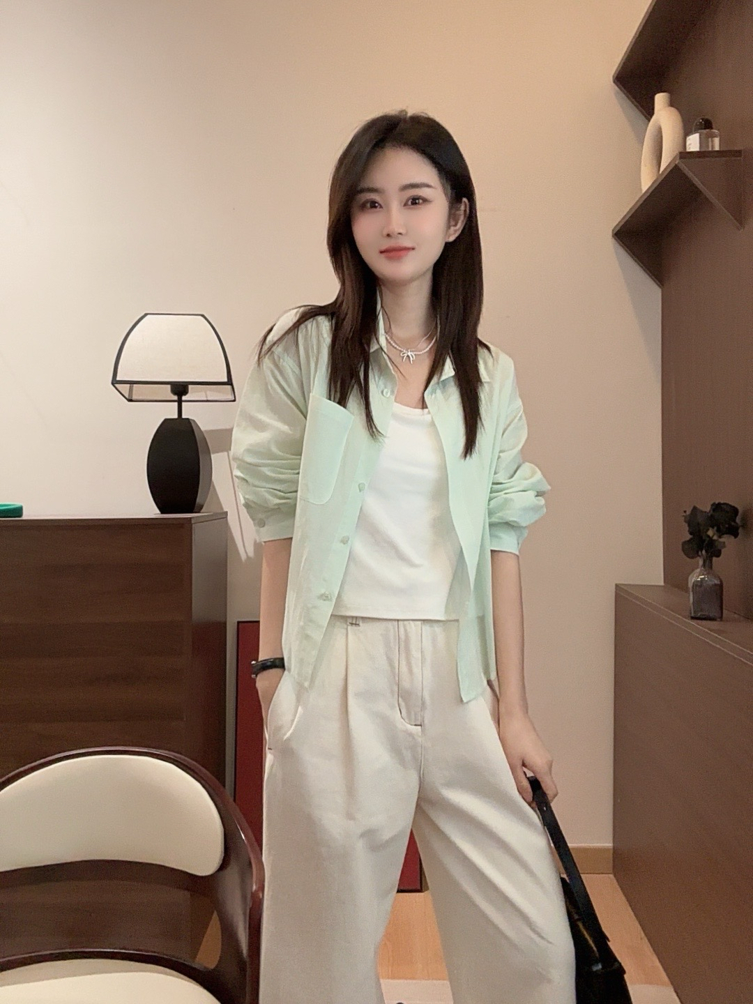 【Niche Young】蝉翼 气质时尚休闲小众设计感衬衫 P60630