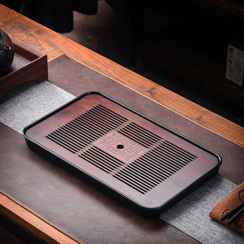 茶盘43*26一品轻奢新中式陶瓷干泡台茶盘家用简约沥水茶托盘桌面