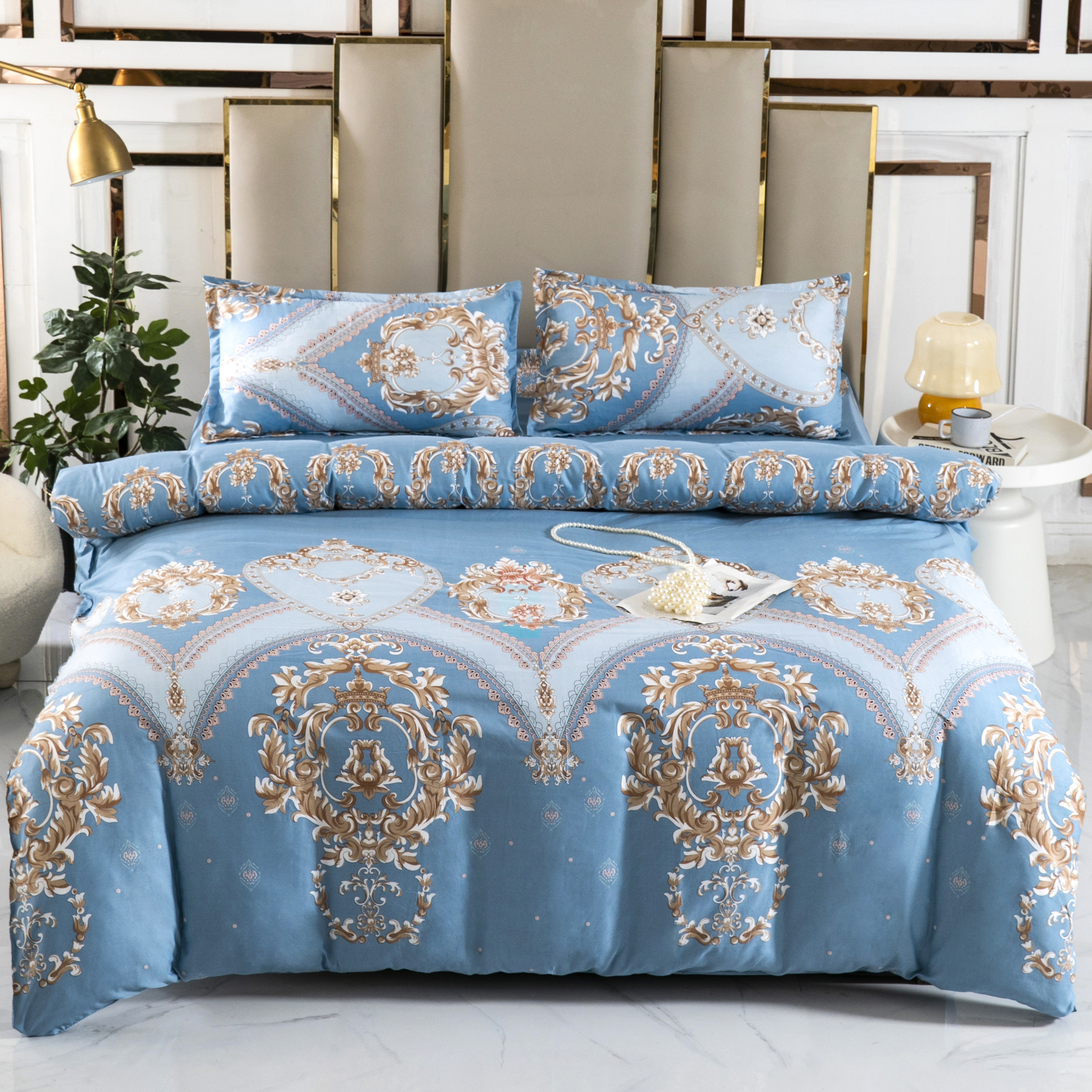 30天试睡！！私人别墅定制-蓝调床上用品套斜纹四件套