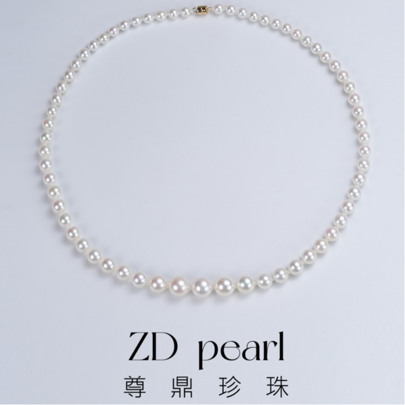 【阳阳】尊鼎珍珠-18K金海水珍珠中国南珠白珠满串4-9.5mm