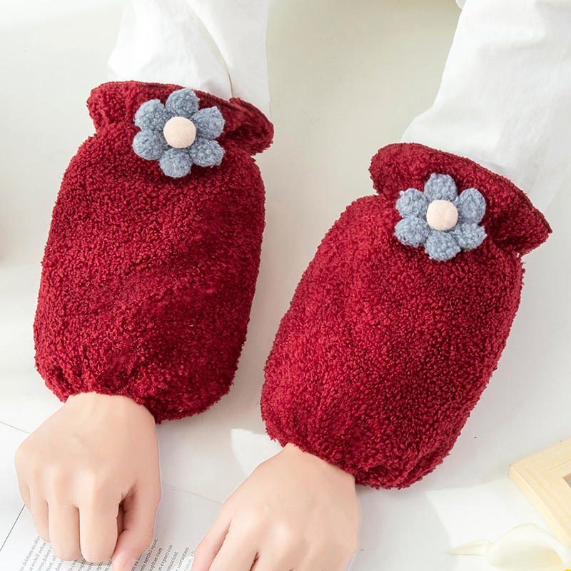 韩版可爱甜美泰迪绒布防污袖套短款成人学生保暖居家防脏手袖头女