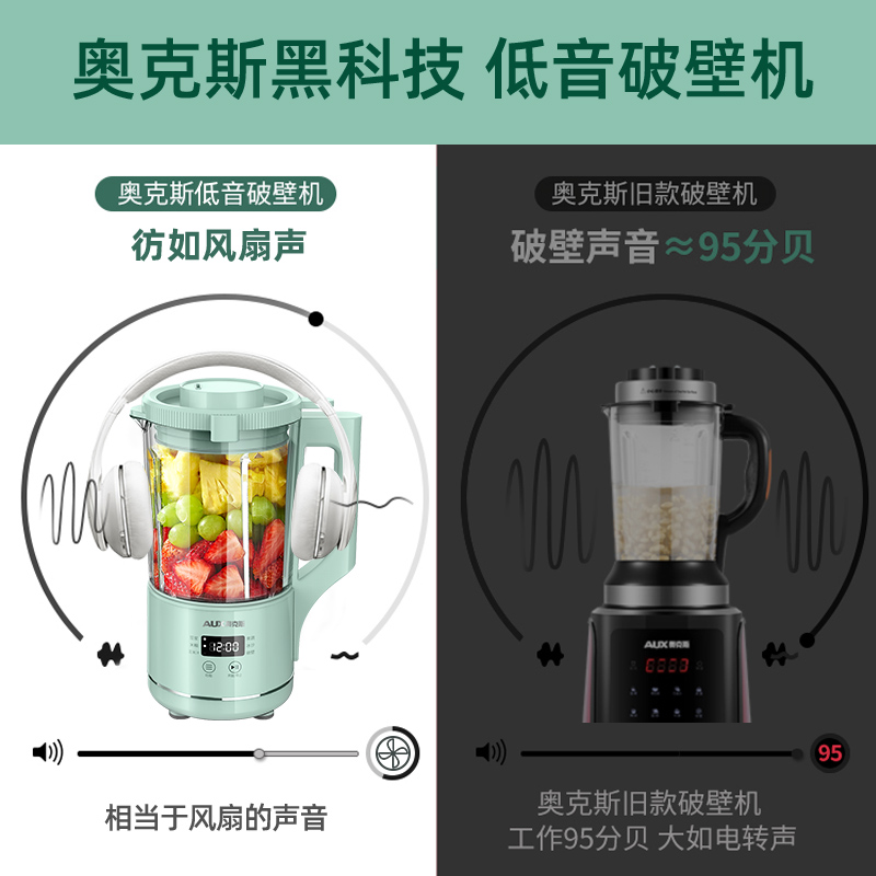 AUX/奥克斯【防粘防糊+12小时智能预约】迷你破壁多功能豆浆机