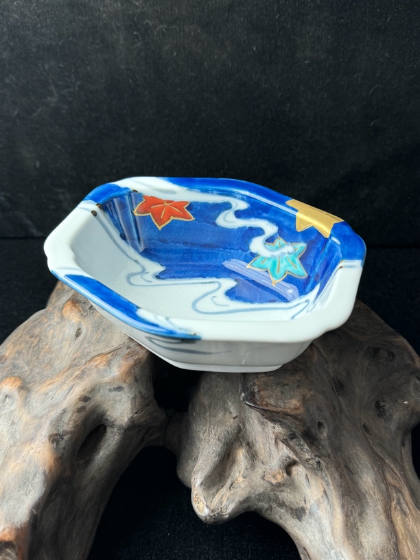 彩绘青花描金异形砵 其全 果子器