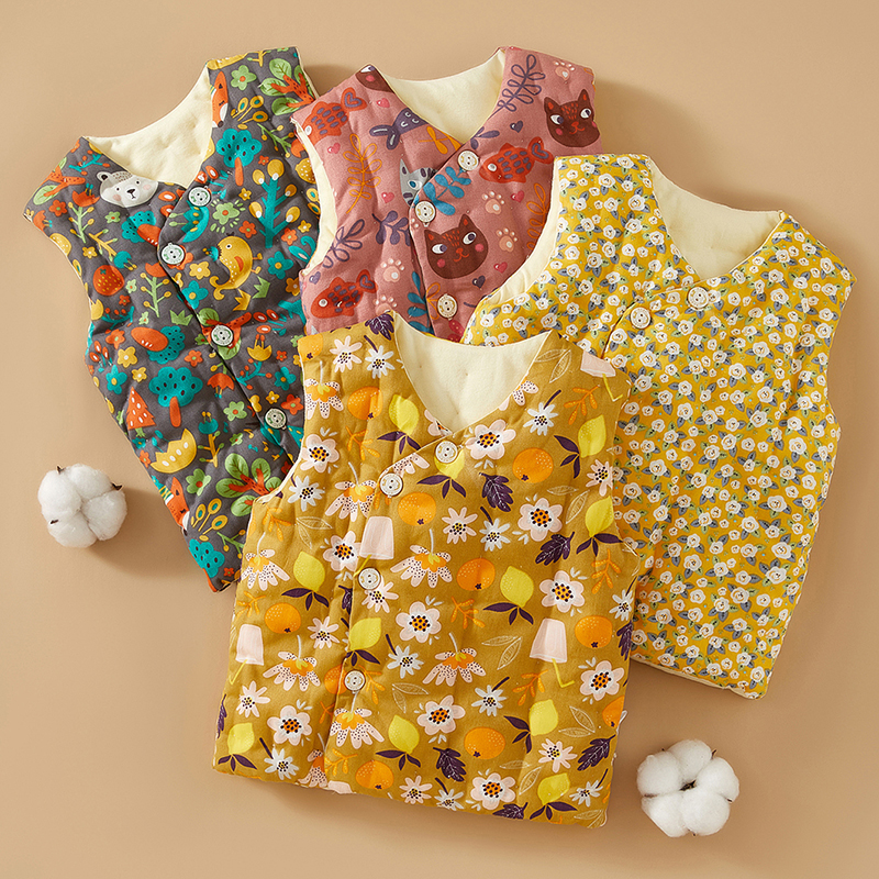 儿童纯棉花手工马甲宝宝加厚保暖坎肩男女童秋冬季棉背心夹棉马夹