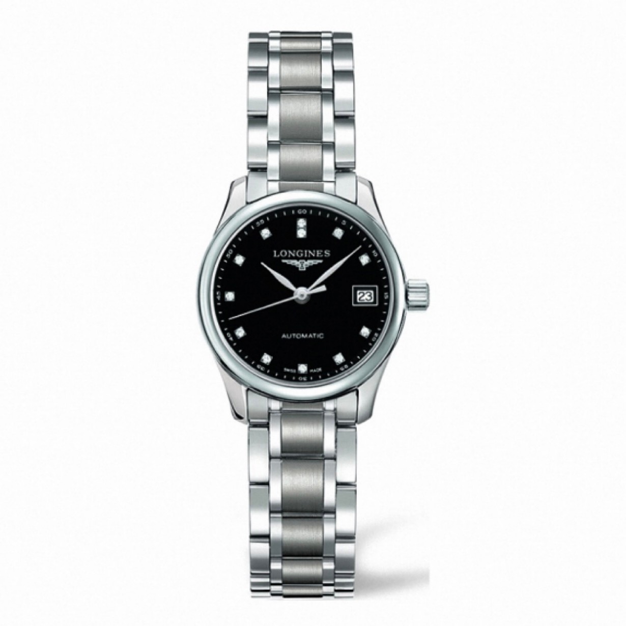 99新 Longines/浪琴 名匠系列黑钻 女士机械腕表 25.5mm表径 经典
