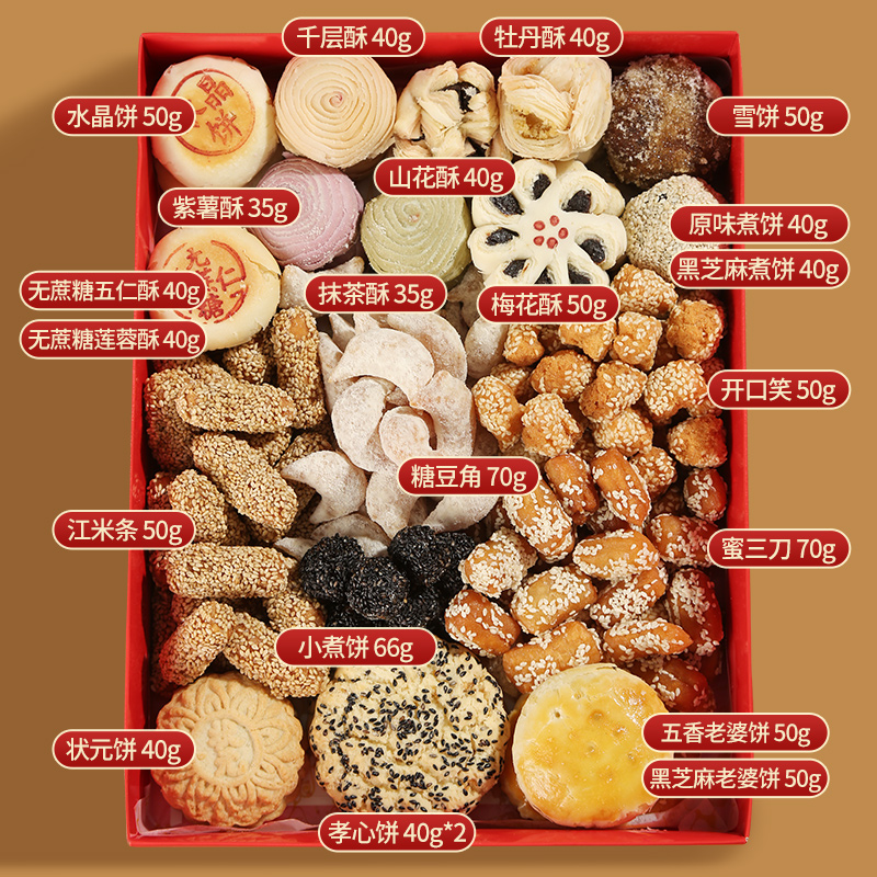 【节日大礼包】福同惠21种老式糕点送礼高性价比糕点1026g中式传统