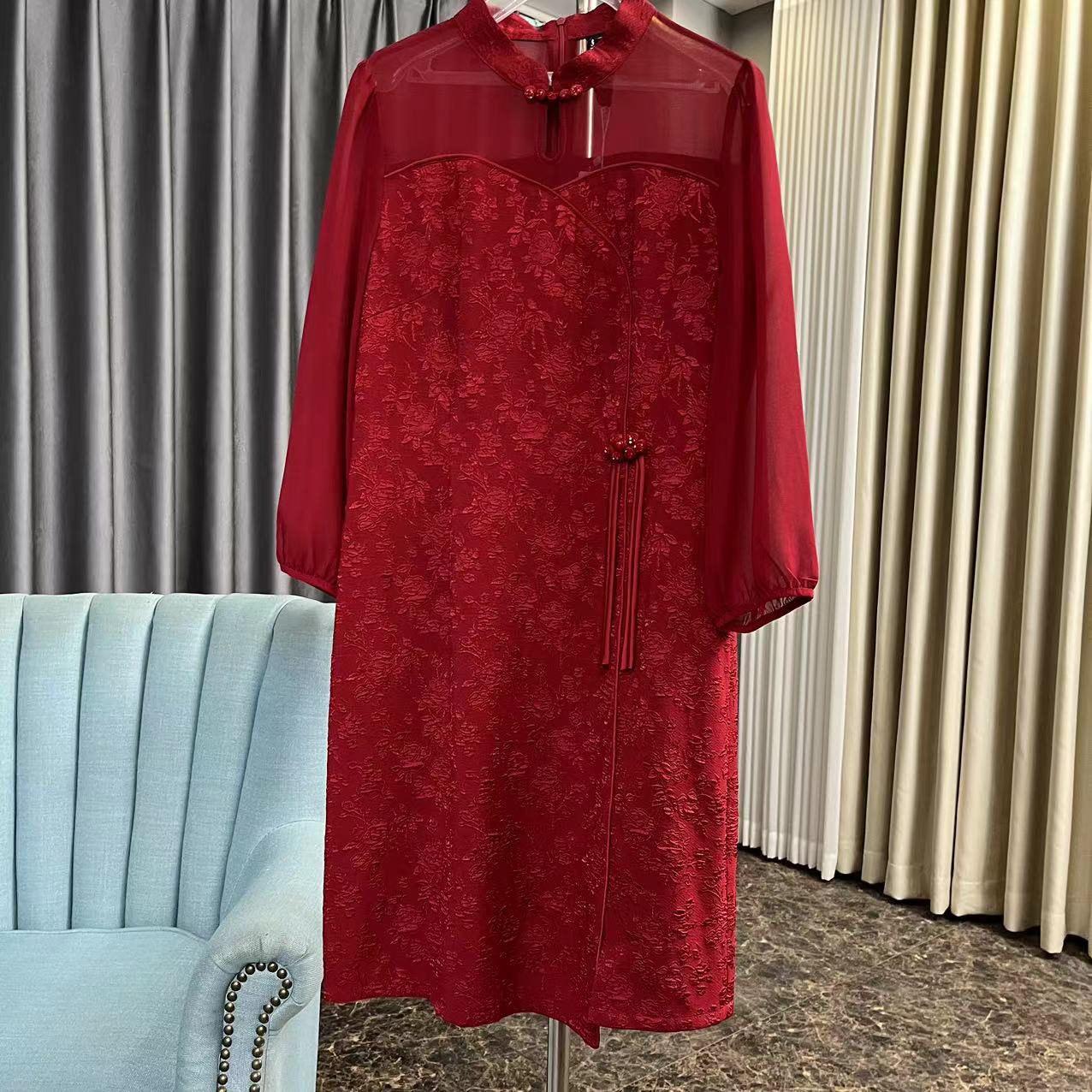 057#【木兮兮专属】2024年春秋新女气质显瘦减龄中长款连衣裙