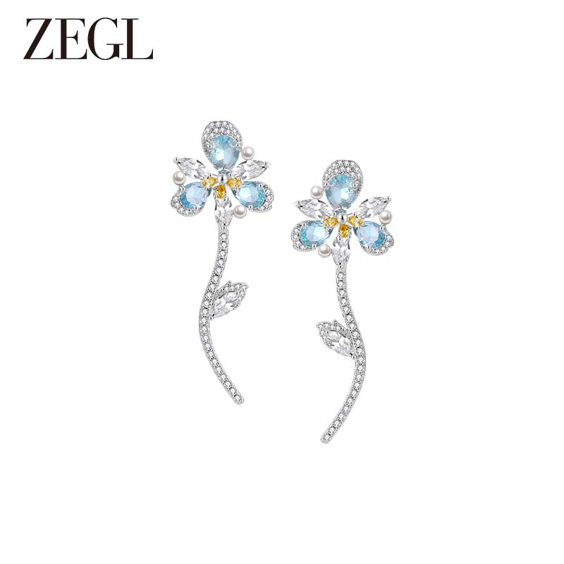 ZEGL 铜合金耳饰 设计师款花知夏耳环925银针新款高级感饰品耳饰