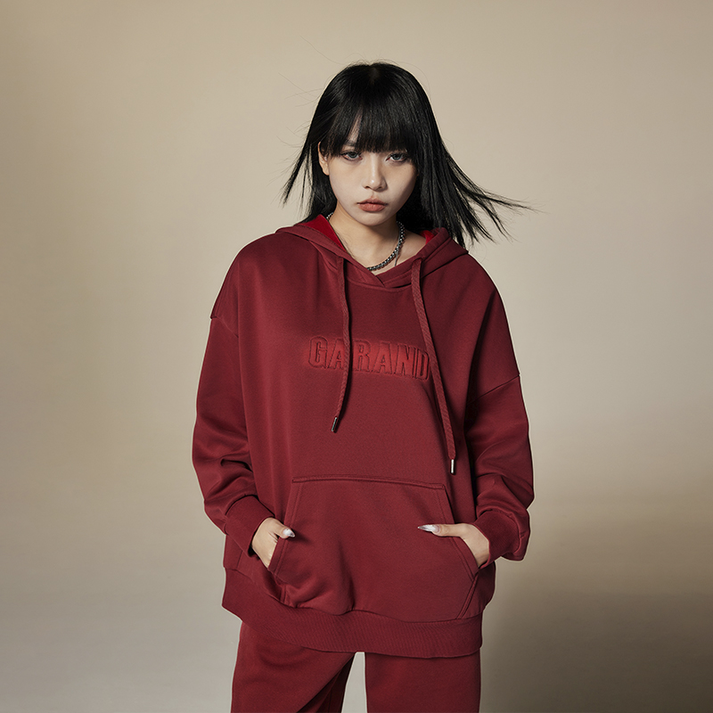 TUOGU/拓谷长袖卫衣加绒上衣运动休闲连帽宽松纯色D40303