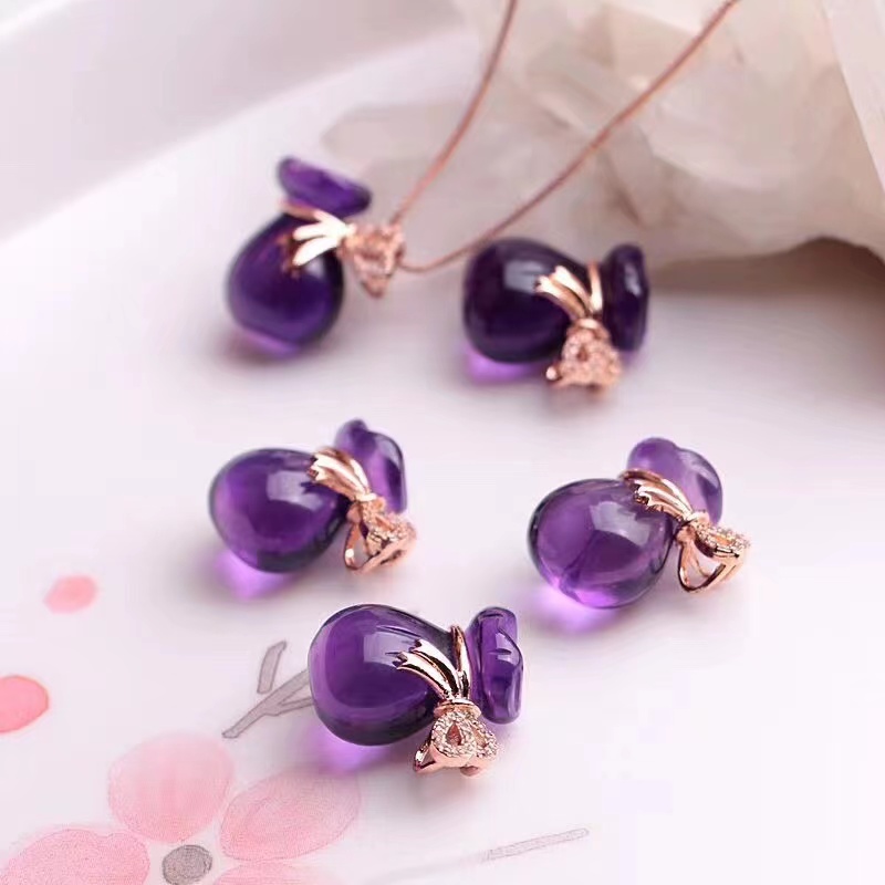 钨合金仿水晶胸针 《安源老师推荐》乌拉圭私人米袋子紫晶定制