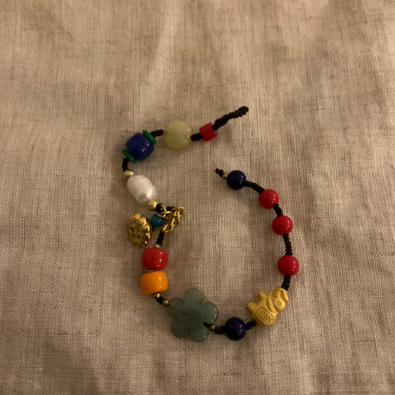 合金亚克力手链 手工百搭编绳小众彩色复古手链9307-35