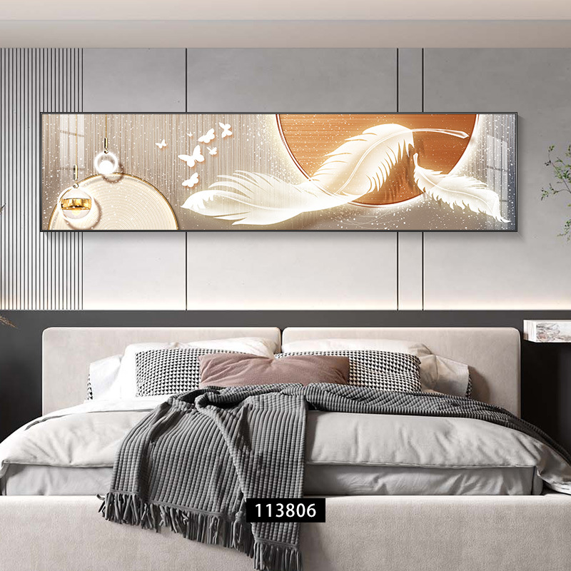 E18轻奢极简床头画横长条装饰画酒店挂画卧室墙壁画抽象画装饰画