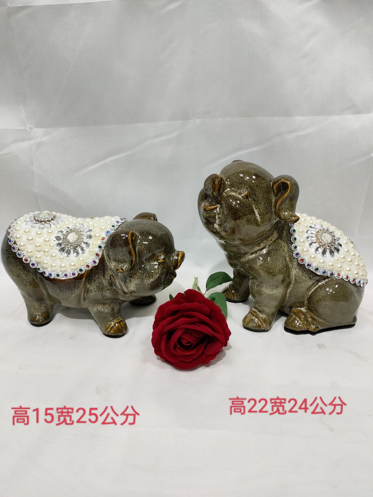 猪 摆件一对高端陶瓷工艺 客厅电视柜酒柜家居装饰品结婚礼物