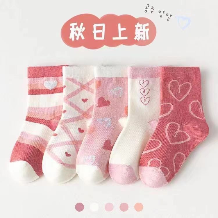 秋冬季儿童袜子中筒袜棉袜公主袜学生宝宝男女童甜美袜长筒袜保暖
