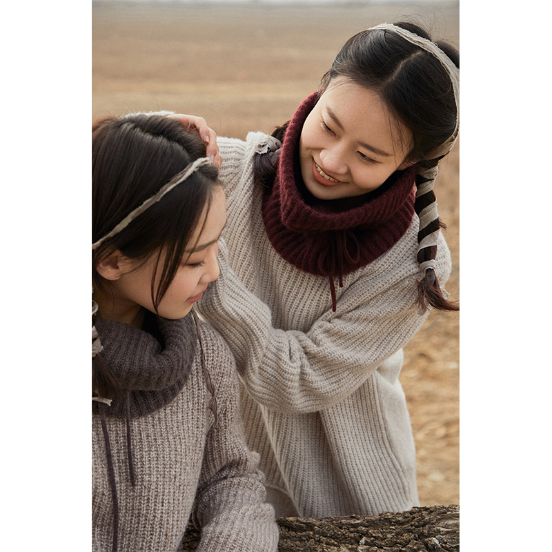 Say Ya【幻】羊绒拉夫领脖套 抽带双层针织围巾加厚百搭学生加绒