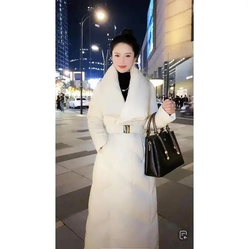 棉服长款羽绒服女款2023年新款冬季韩版女士设计感加厚保暖外套