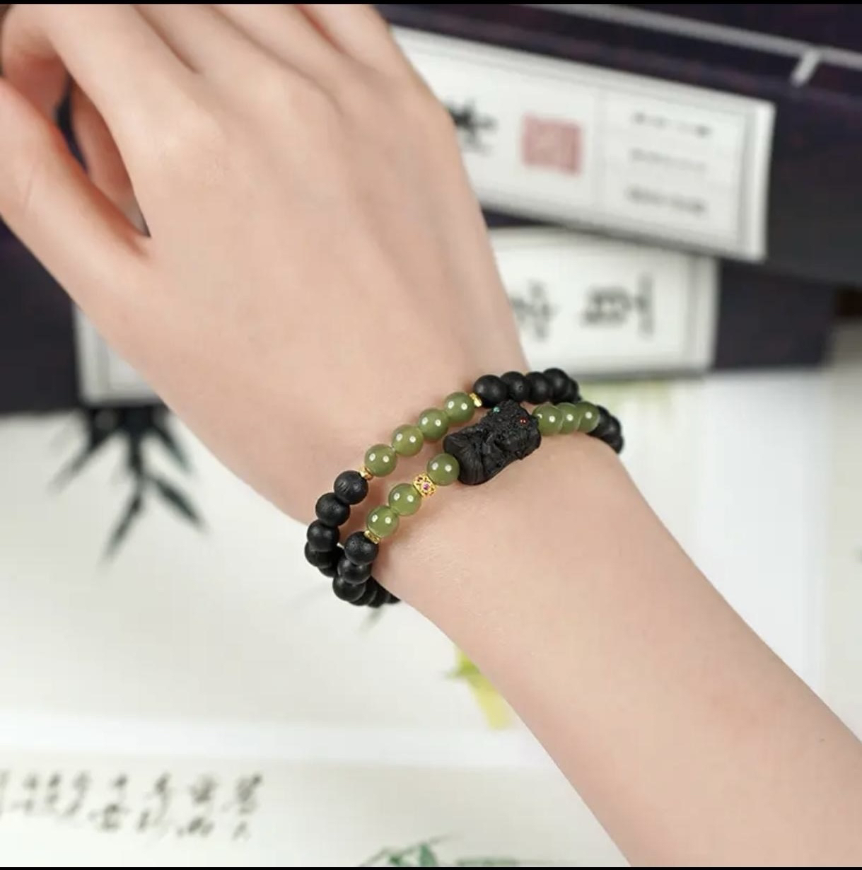 非金属木质手链 杭州发货 降双圈手串木雕扎基6mm 