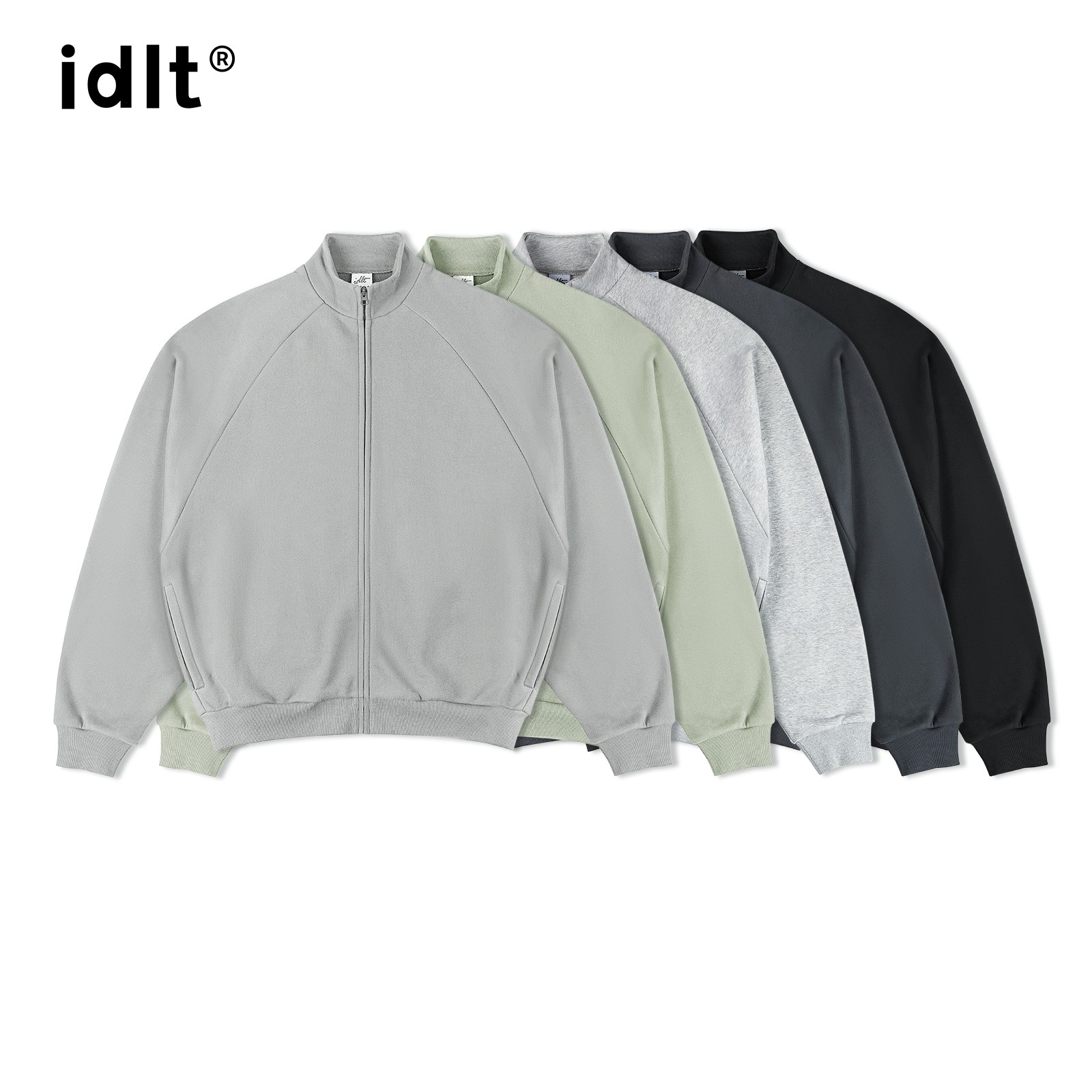 idlt 廓形拉链卫衣400g插肩袖外套基础简约运动宽松高能感N08