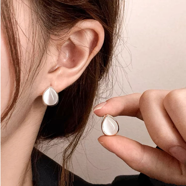 铜合金耳饰 A018 清冷感水滴耳扣女高级感两戴耳钉气质通勤简约风