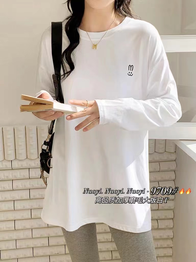 欧货2025秋冬新款休闲韩版长袖t恤女白色打底衫时尚内搭百搭上衣