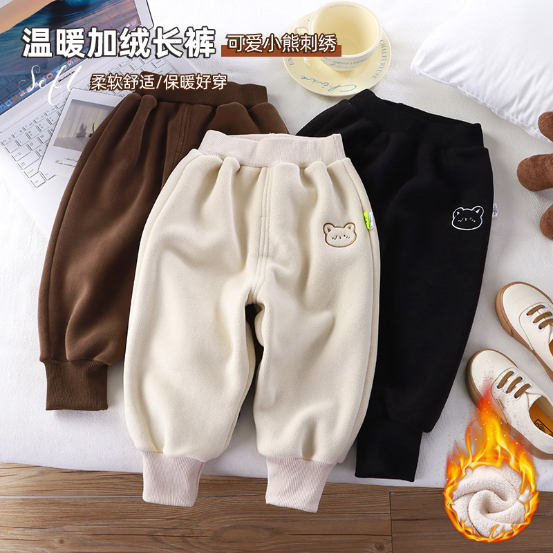 【加绒加厚】儿童加绒卫裤秋冬男童宽松保暖休闲裤女童加绒长裤裤