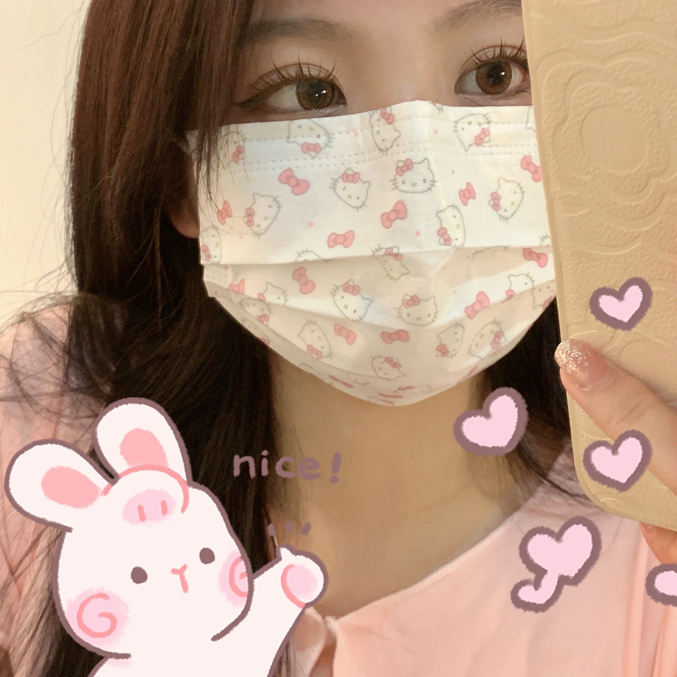 迪士尼合集印花可爱口罩轻薄女学生高颜值三丽鸥卡通口罩粉蝴蝶