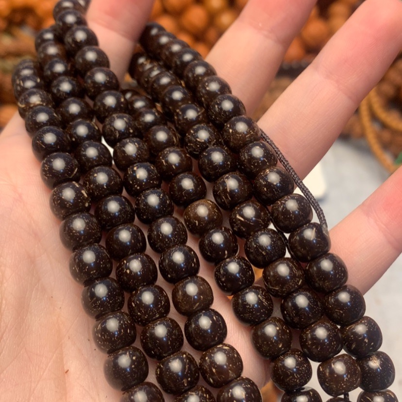 老型椰蒂8*6原生态椰蒂佛珠手串印尼椰蒂文玩手串108脖挂