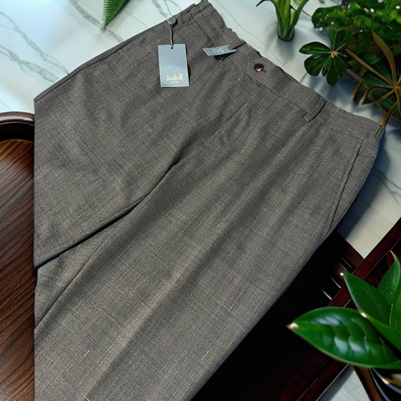 男士灰色高级修身直筒垂感西装裤