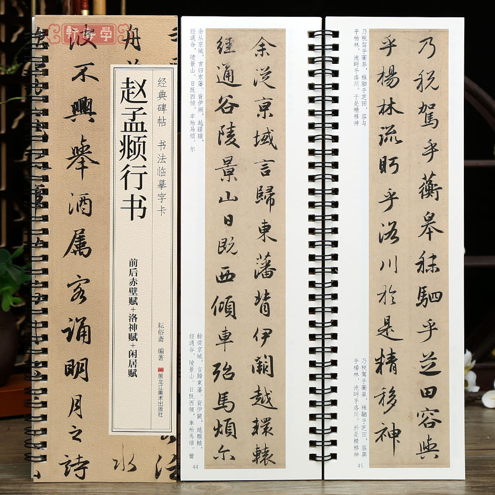 赵孟頫行书前后赤壁赋洛神赋碑帖书法临摹字卡繁简体旁注对照原碑