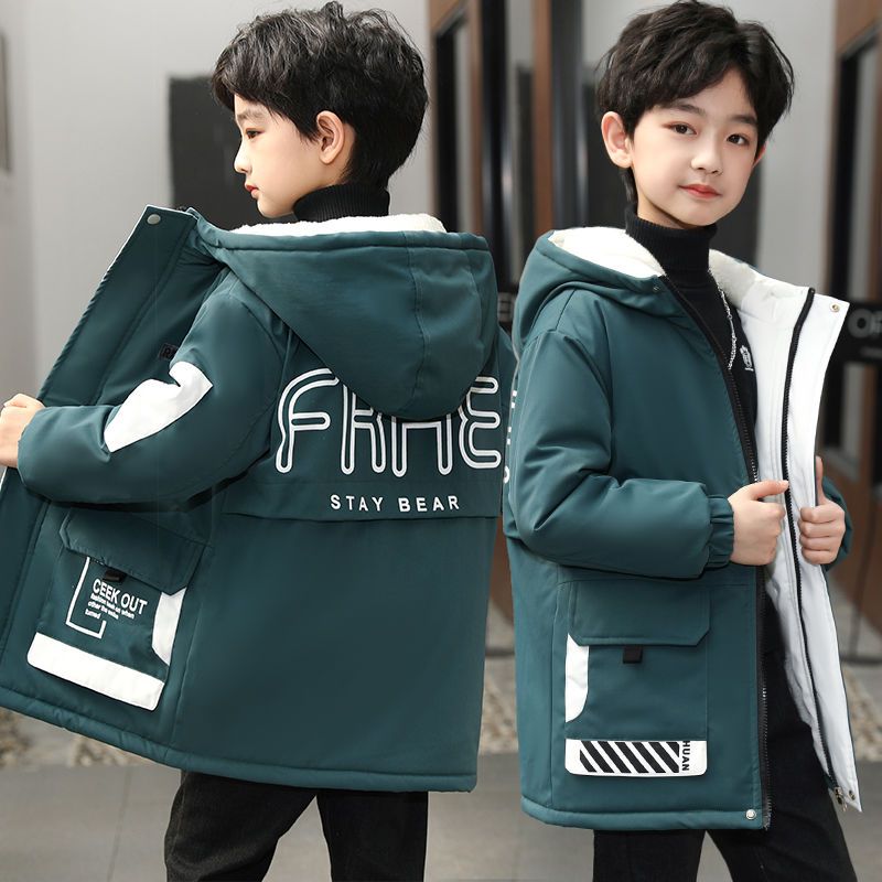 男童秋冬装棉衣2023新款男孩儿童洋气派克服加绒加棉中大童外套潮