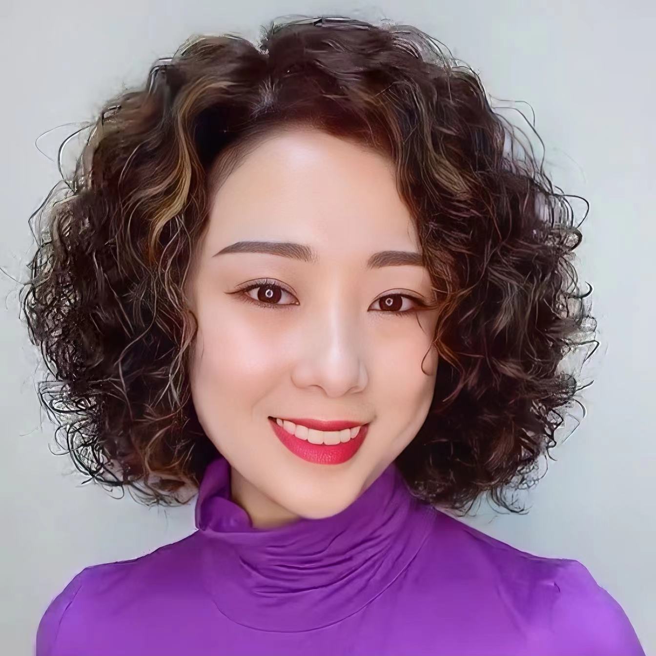 「全递针任意分」假发套女全真发羊毛卷遮白发蓬松发套