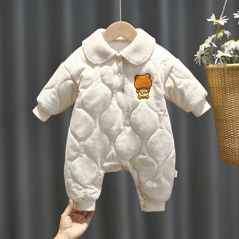 婴儿冬装连体衣9加厚棉衣0一3个月新生儿一岁女宝宝夹棉秋冬衣服6