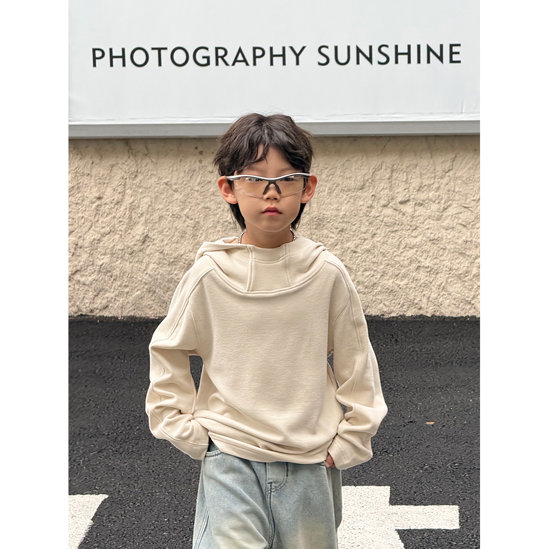 轻奢童装男童帽衫2024新款儿童洋气内搭女童打底衫德绒T恤长袖潮